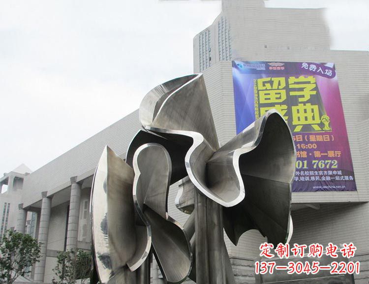 保定广场不锈钢弯曲荷叶景观雕塑