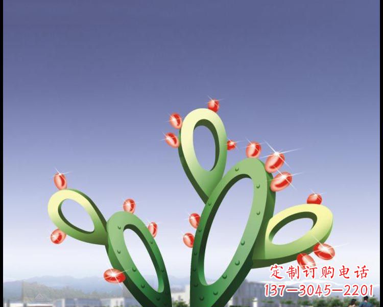 保定视觉焕发的不锈钢仙人掌景观雕塑