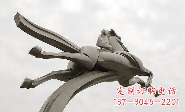 保定广场不锈钢一马当先景观雕塑