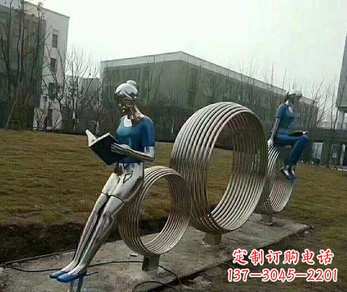 保定环绕书香之美的不锈钢圆环雕塑