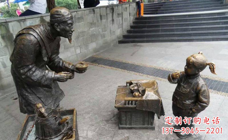 保定小女孩铜雕,古朴优雅