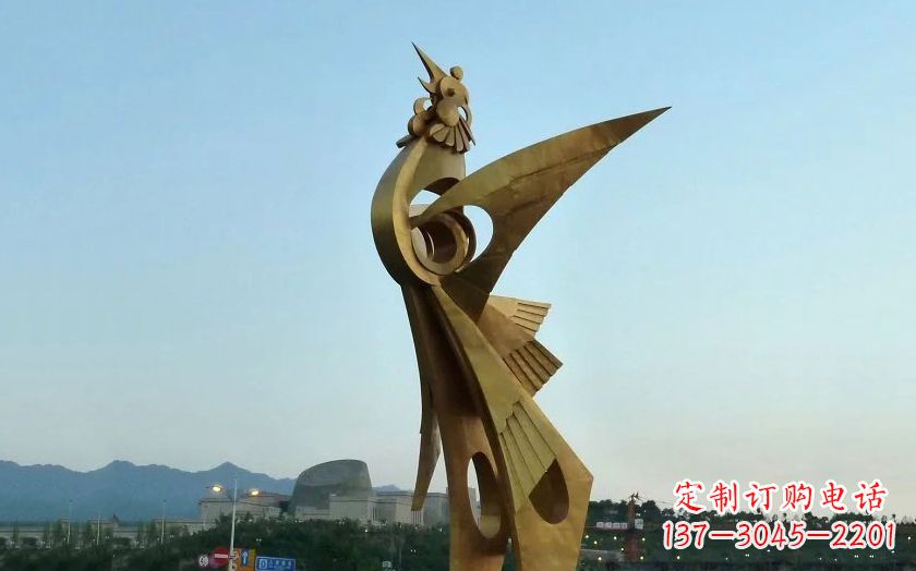 保定中领雕塑出品古典典雅不锈钢凤凰雕塑