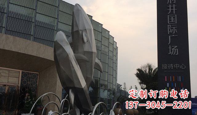 保定广场抽象海豚不锈钢雕塑