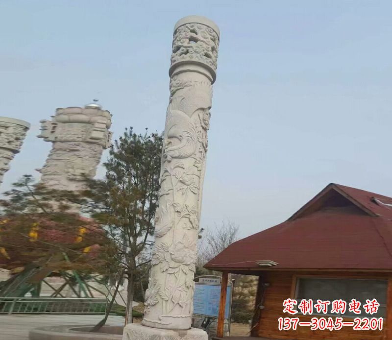 保定迎宾龙柱石雕——大理石景观雕刻精美艺术品
