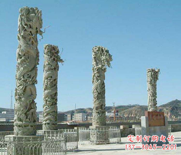 保定中领雕塑的大理石盘龙柱景观石雕