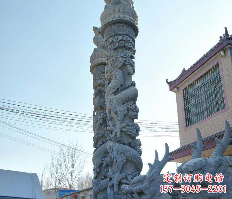 保定精美广场大理石龙柱雕塑
