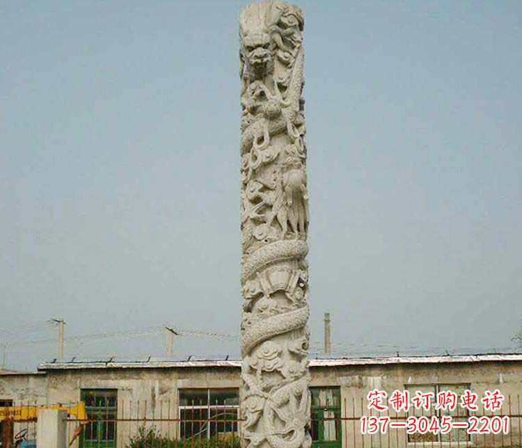 保定中领雕塑——独具特色的大理石盘龙柱雕塑
