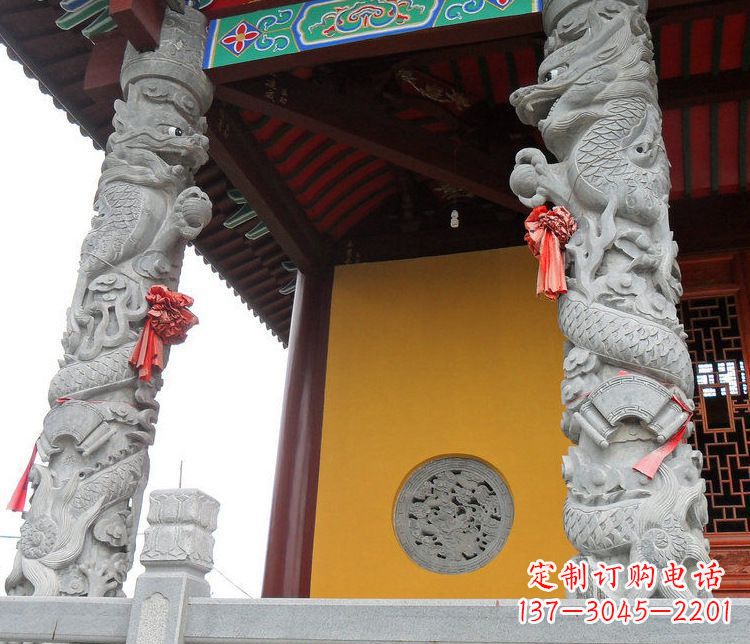 保定精美大理石龙柱雕塑