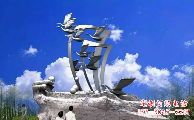 保定广场大雁不锈钢雕塑
