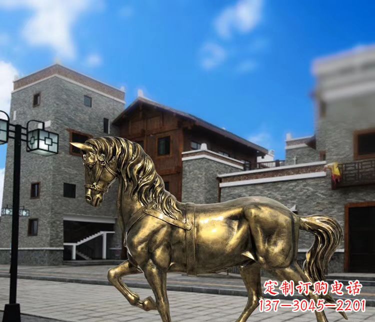 保定广场仿铜奔马雕塑 玻璃钢公园景观动物雕塑