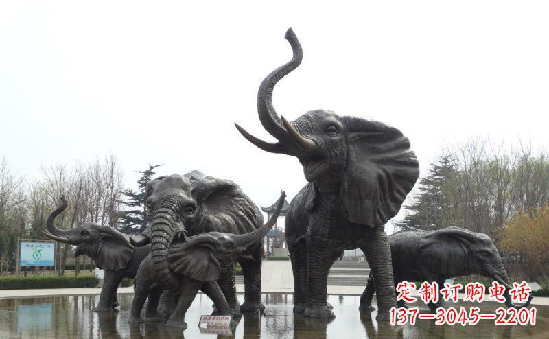 保定广场仿真大象玻璃钢动物雕塑