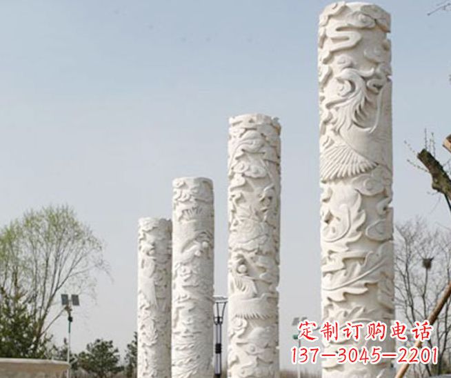 保定尊贵优雅,凤凰浮雕龙柱景观石雕