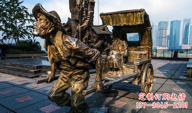 保定中领雕塑-黄包车纪念铜雕