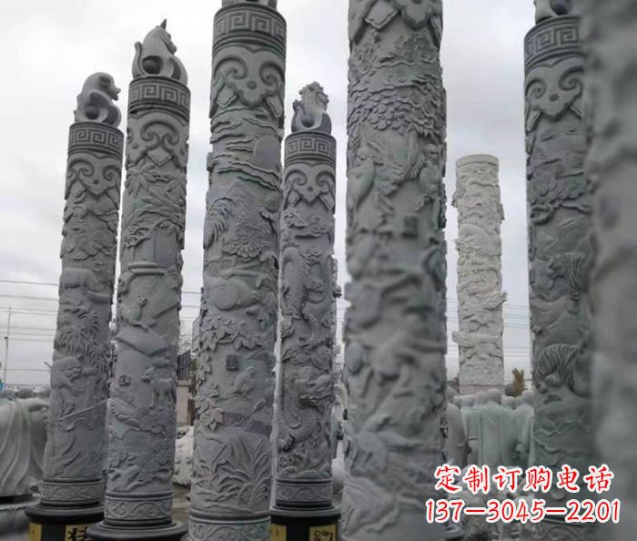 保定中领雕塑:12生肖石柱——精致美观的雕塑定制