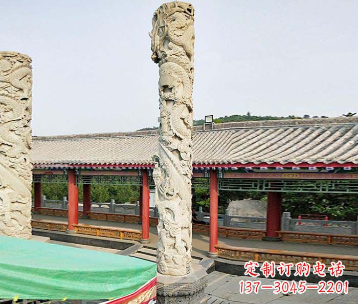 保定广场景观大理石龙柱石雕 (2)