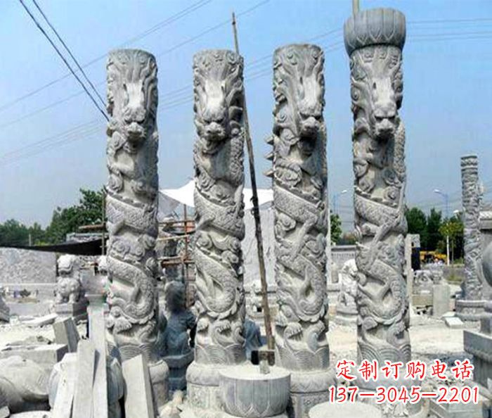 保定广场景观大理石龙柱石雕 (4)