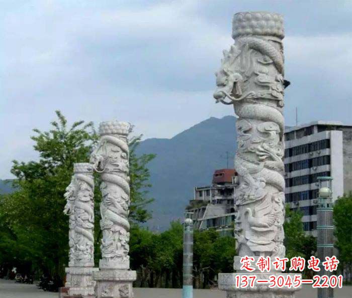 保定广场景观大理石龙柱石雕 (3)