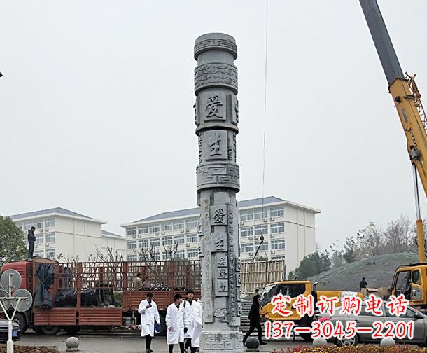 保定广场景观大理石龙柱石雕 (7)