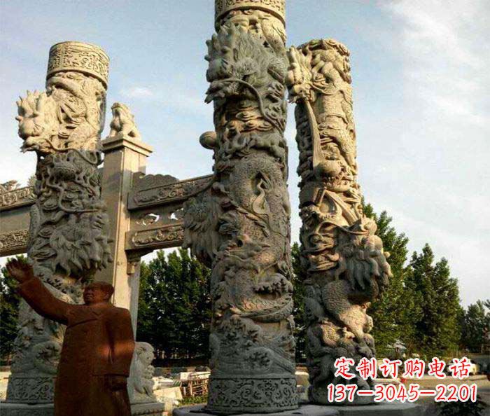 保定广场景观大理石龙柱石雕