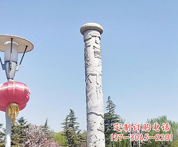 保定广场景观大理石龙柱石雕 (6)