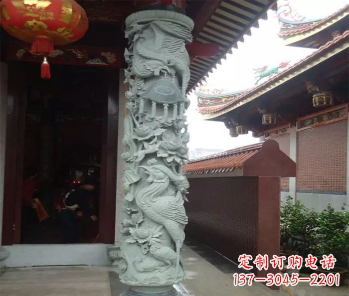 保定大理石龙柱雕塑,为室内景观带来活力