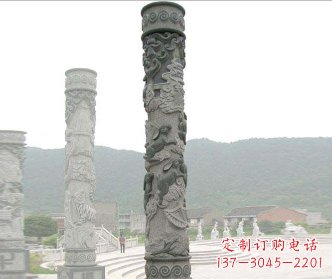 保定广场景观仿古12生肖石柱