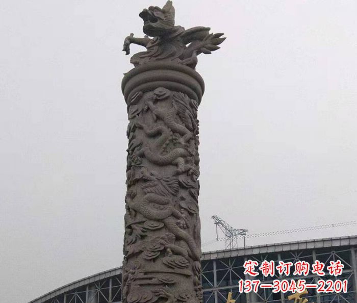 保定中领雕塑|仿古盘龙柱石雕