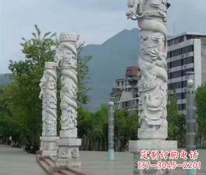 保定定制精美的盘龙柱石雕