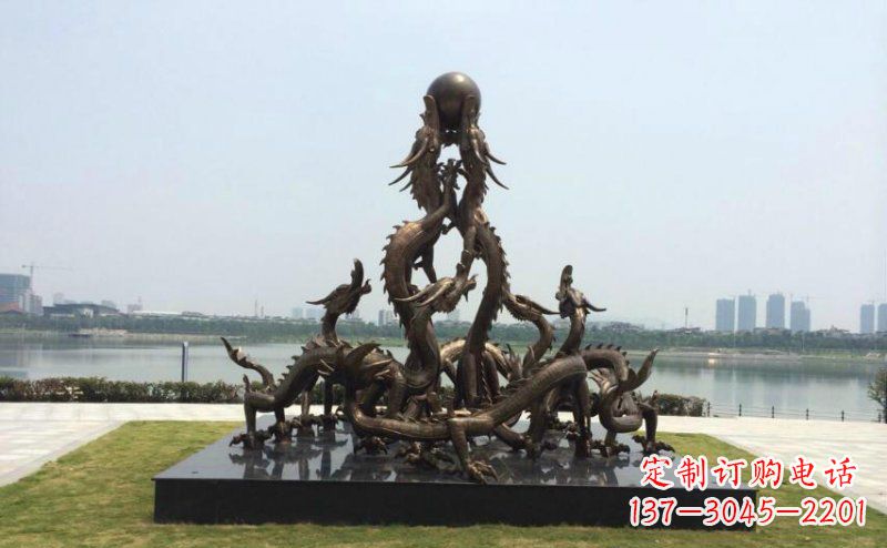 保定广场九龙不锈钢雕塑,雕刻永恒之美