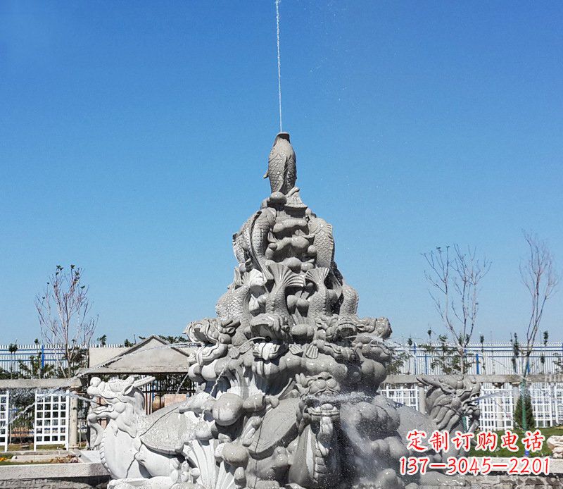 保定令人称羡的广场龙龟喷泉石雕