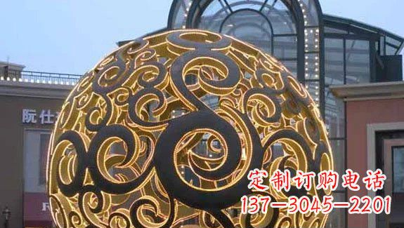 保定镂空球形喷泉雕塑无锈钢精美装点空间