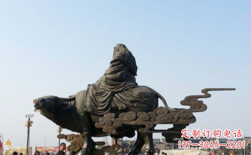 保定广场骑牛的老子景观铜雕