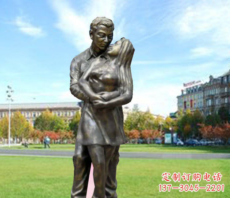 保定广场铜雕情侣人物雕塑