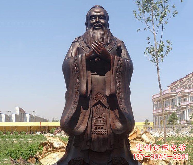 保定广场校园历史孔子人物铜雕像
