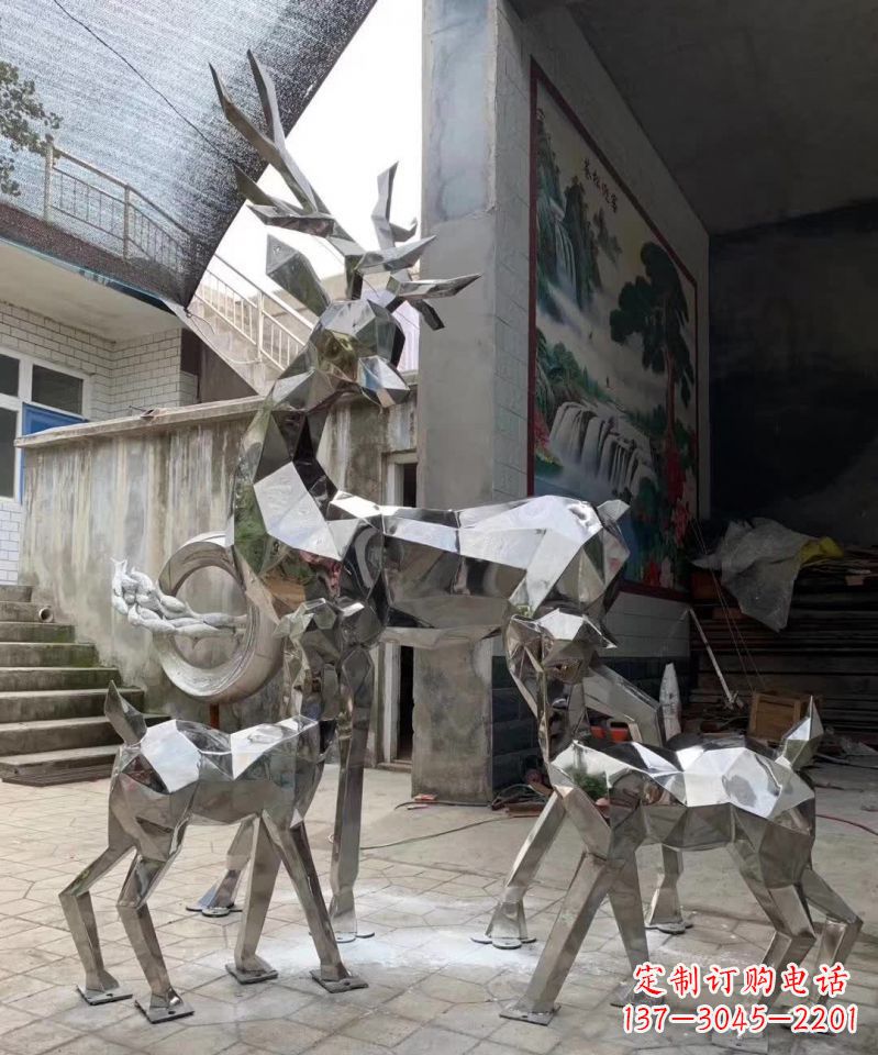 保定广场造型动物鹿不锈钢雕塑