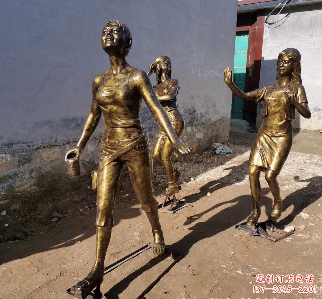保定美女铜雕,精美绝伦!