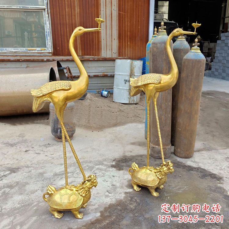 保定龟鹤延年仙鹤铜雕