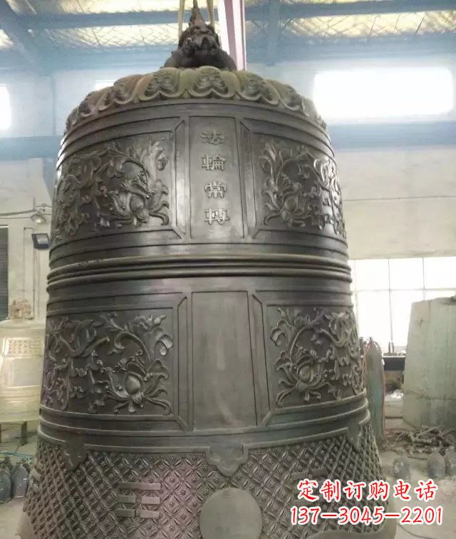 保定国泰民安铜钟寺庙铜雕-传统工艺精美的铜钟雕塑