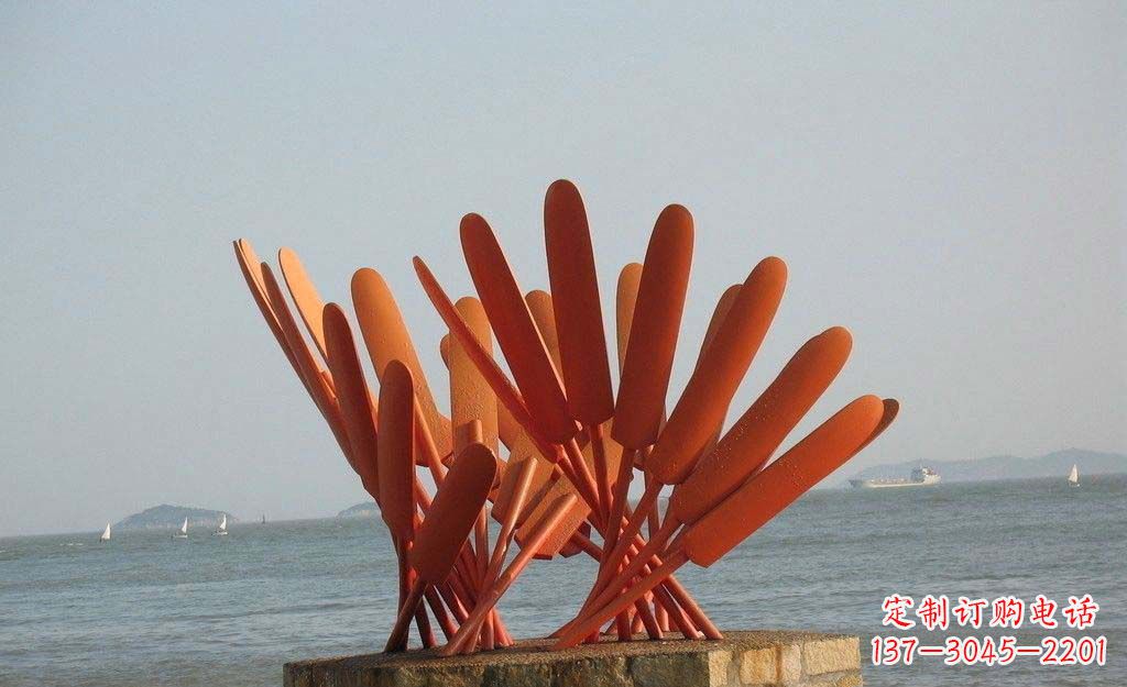 保定海边不锈钢抽象船桨雕塑