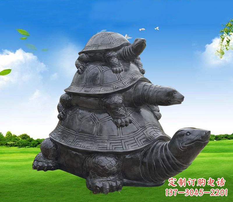 保定海龟母子石雕公园动物摆件