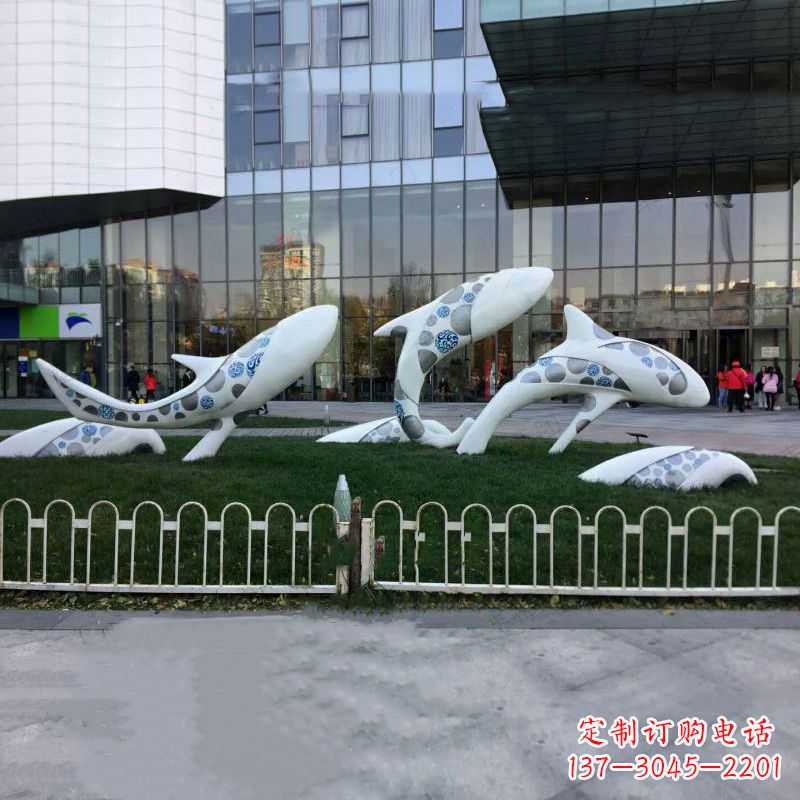 保定城市绿地观赏海豚雕塑