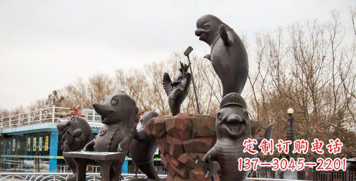 保定精美铜海豚雕塑,精细雕琢把海豚灵魂融入!