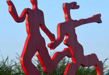 保定中领雕塑-多彩情侣跑步雕塑