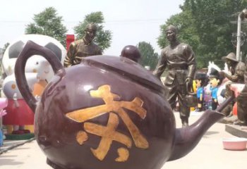 保定高质量广场茶壶铜雕塑