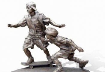 保定令人惊叹的广场滑板男孩铜雕塑
