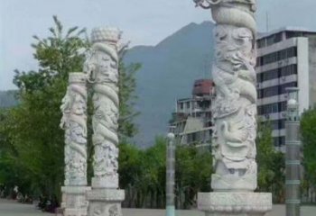 保定定制精美的盘龙柱石雕