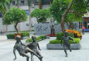 保定匠心细作，精致铜雕足球小孩