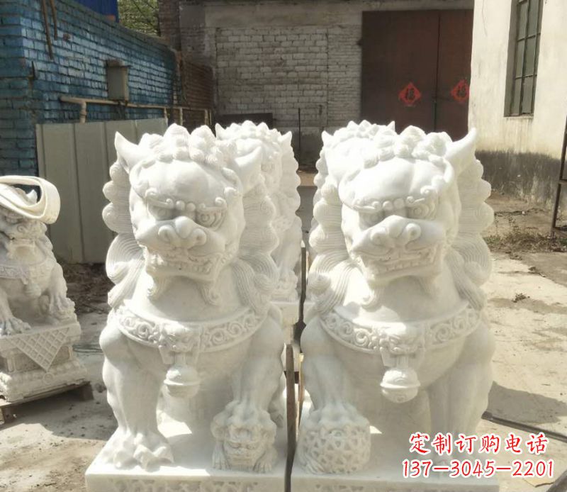 保定中领雕塑:绣球狮子石雕