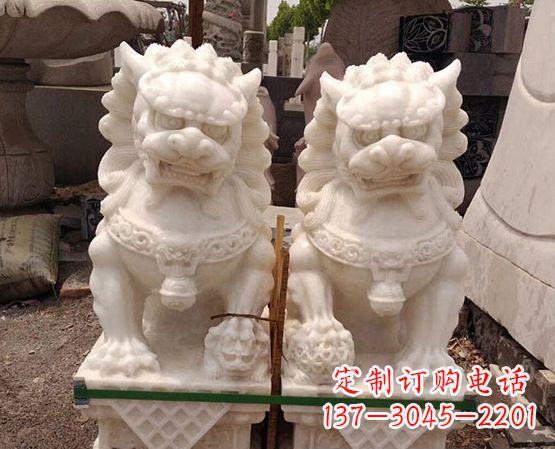 保定精美手工汉白玉狮子石雕