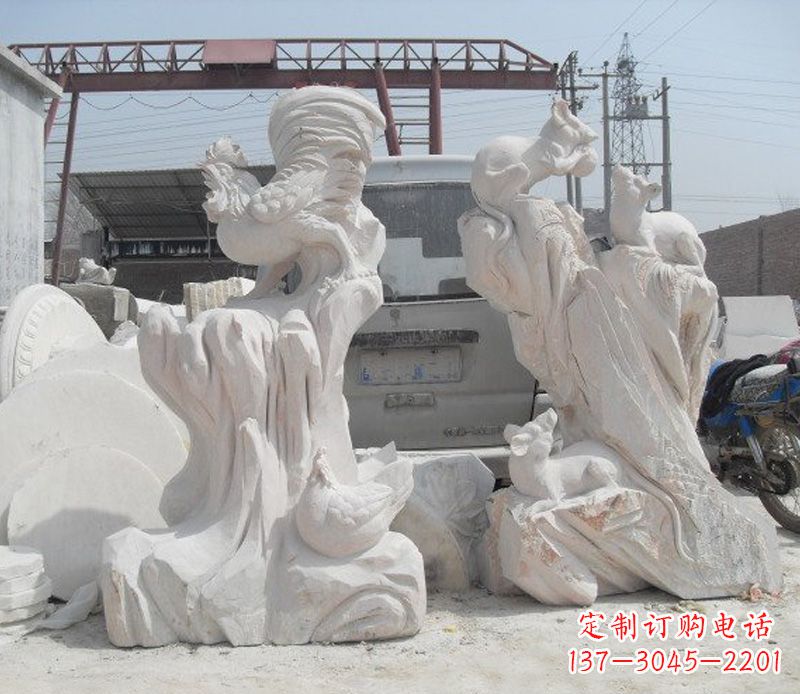 保定中领雕塑,打造古典唯美的汉白玉公鸡雕塑